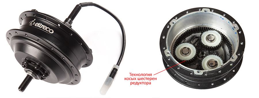 Электрических моторов Eltreco используется технология косых шестерен редуктора